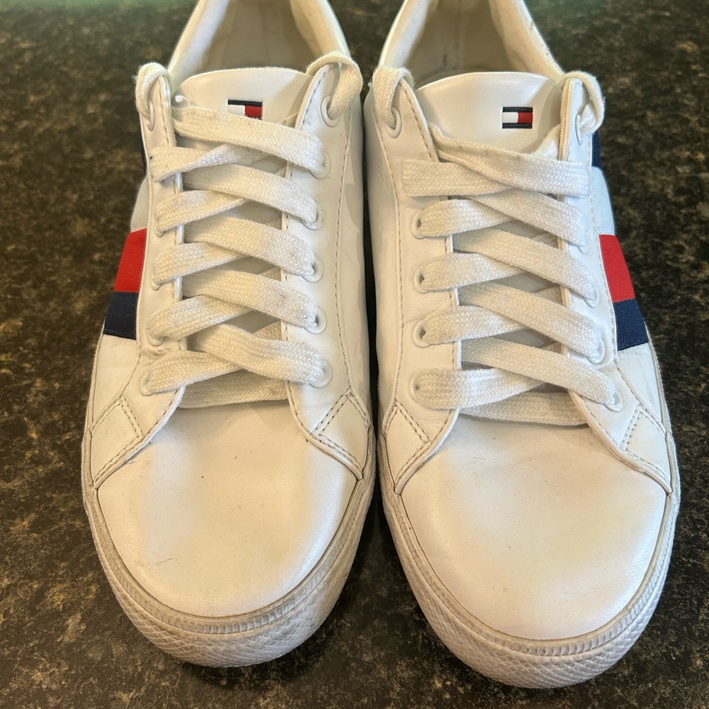 Tommy Hilfiger White and Blue Men's Sneakers